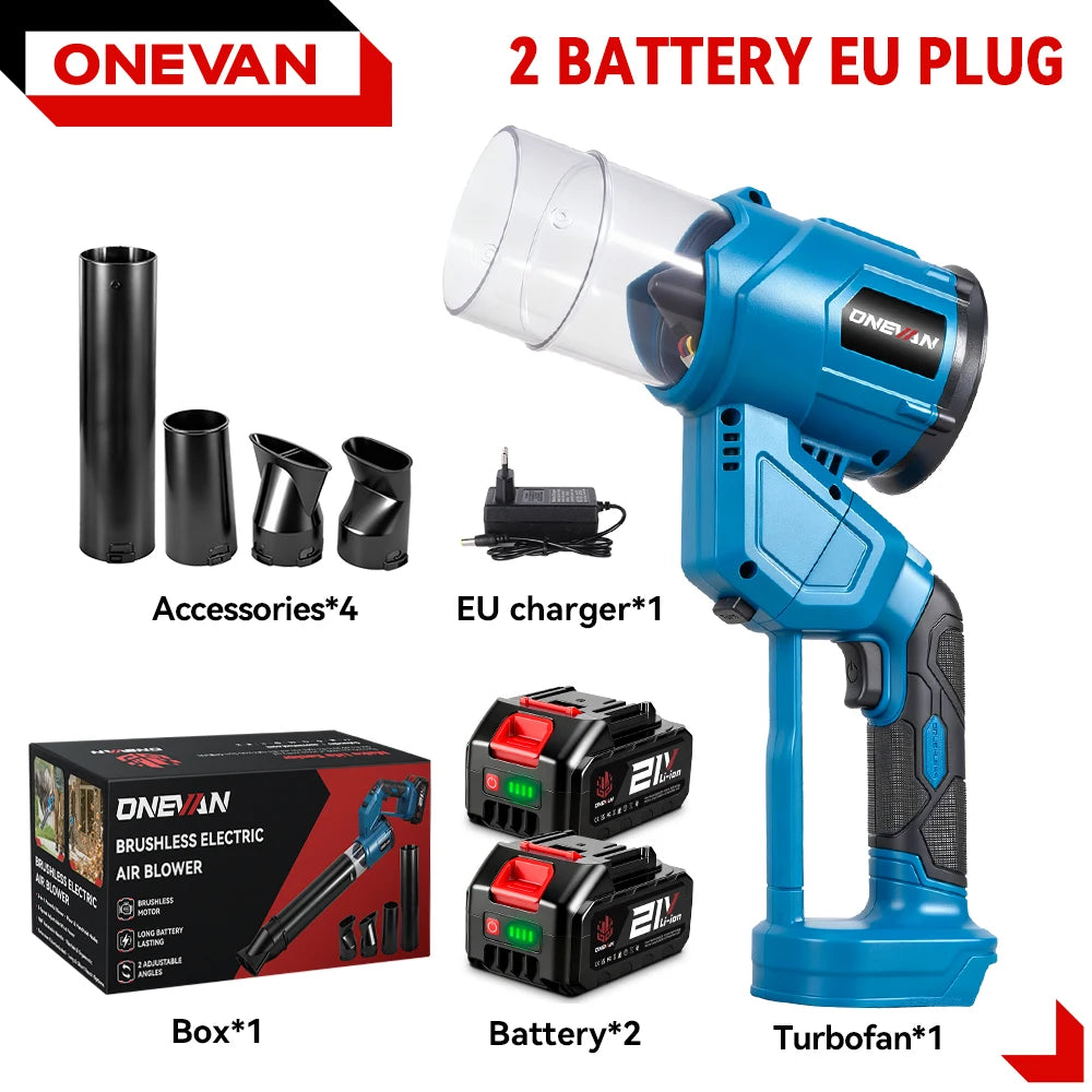 Souffleur d'air électrique sans balais 2 en 1, ventilateur turbo 38000 tr/min, aspirateur de feuilles portatif pour batterie Makita 18V