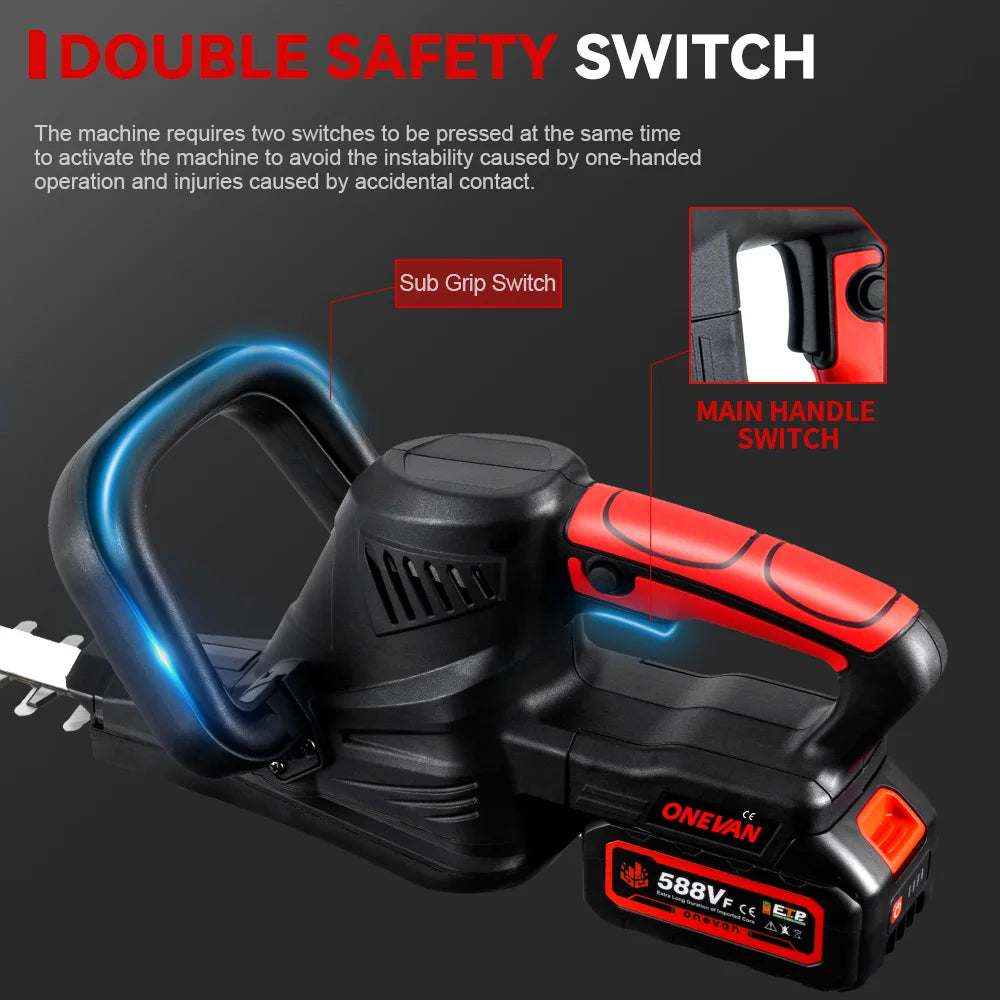 Taille-haie électrique sans balais ONEVAN 2000W, tondeuse sans fil, scie d'élagage, tondeuse à gazon, outils de jardinage pour batterie Makita 18V