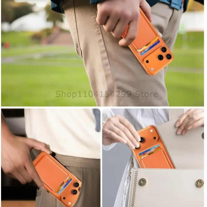 Magnetic Wallet Card Holder Leather Case Hide Stand Case for Magsafe for IPhone 15PM 14 13 ProMax Plus Wallet Back Pocket Covers