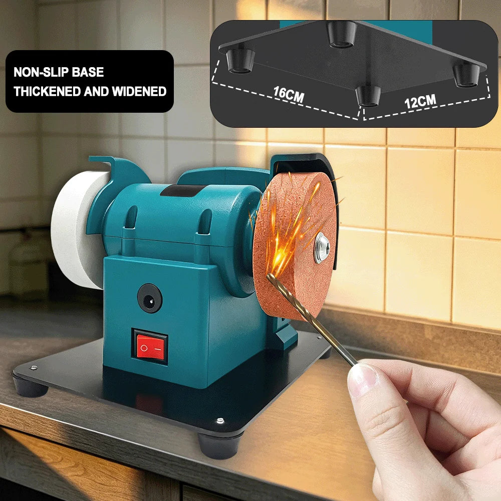 Portable Dual-Wheel Mini Grinder Cordless Polisher 100/120 Mesh Wheels Metal Polishing Sharpening Tool For Makita 18V Battery