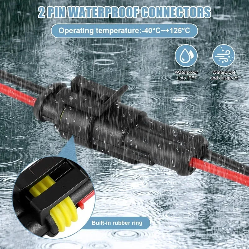 Electrical Wire Connector Waterproof Connector Wire Terminal Quick Connect Kit with Wire, Suitable for Cars and Ships Connector
