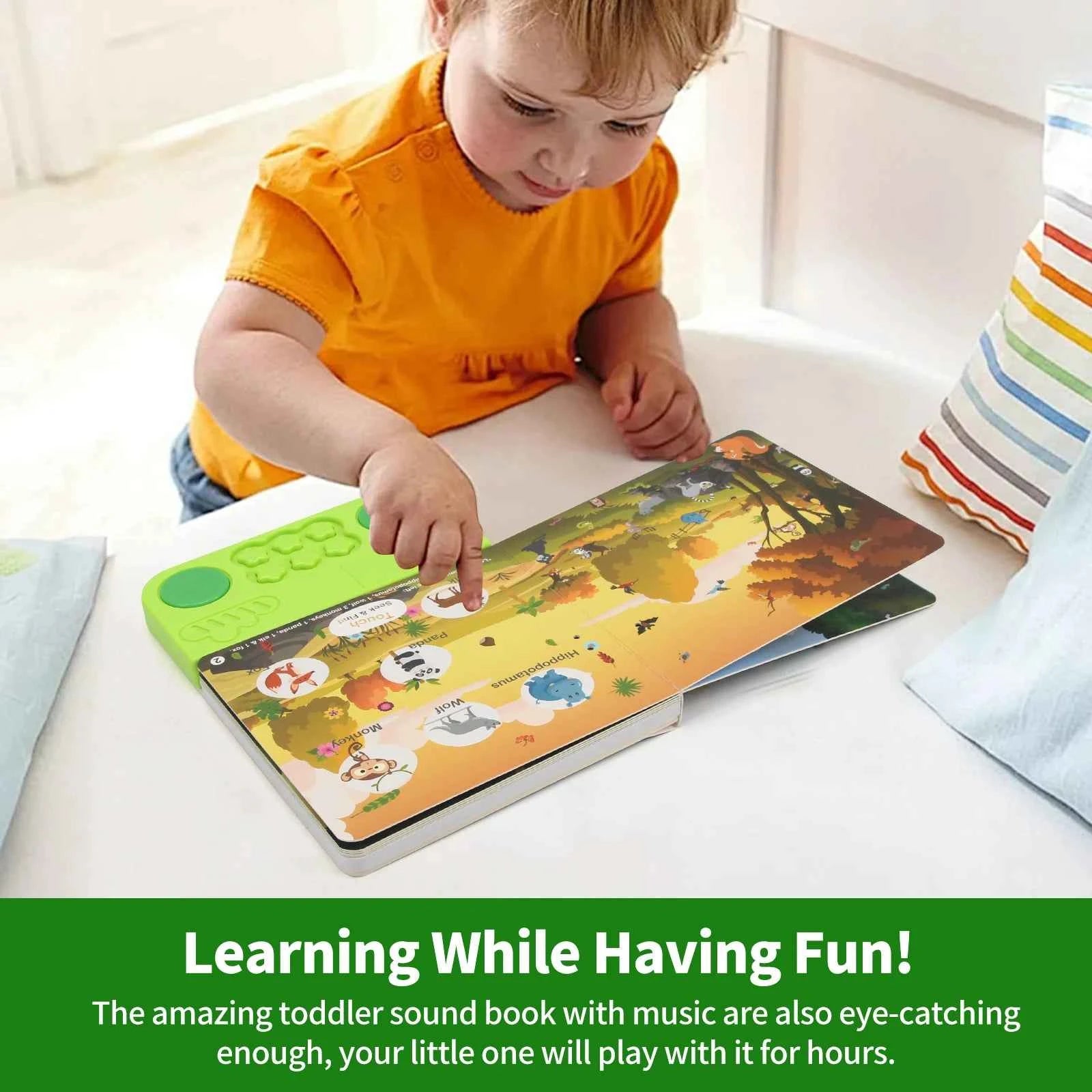 Kids Interactive Audio Books with Melody & Lights - Educational Pre-school Toys with Drum Sounds and Animal Themes