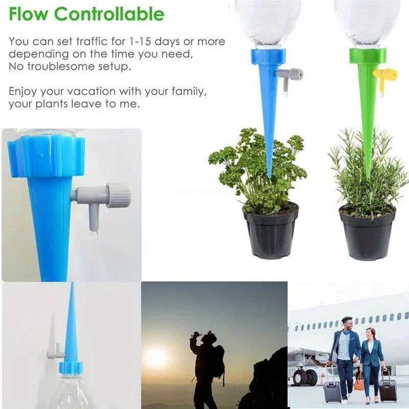 1-48pcs Drip Irrigation Self-watering Pot Automatic Drip Irrigation Kit Plant Watering Device Adjustable Control Water Dripper