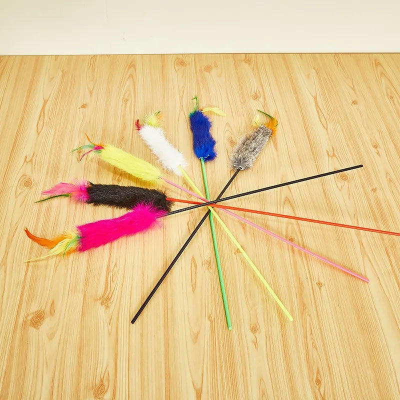 1pc Cat Toy Funny Pet Toy for Cats Interactive Cat Stick Feather Kitten Toys Random Color Pet supplies