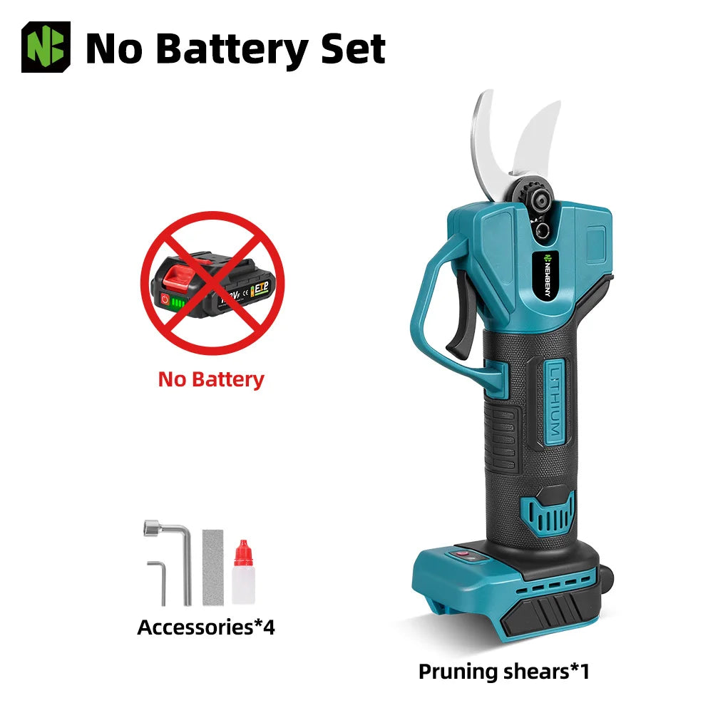 Sécateur électrique NEWBENY 30MM à 2 vitesses, outil de coupe sans fil pour branches d'arbres fruitiers, compatible avec batterie Makita 18V