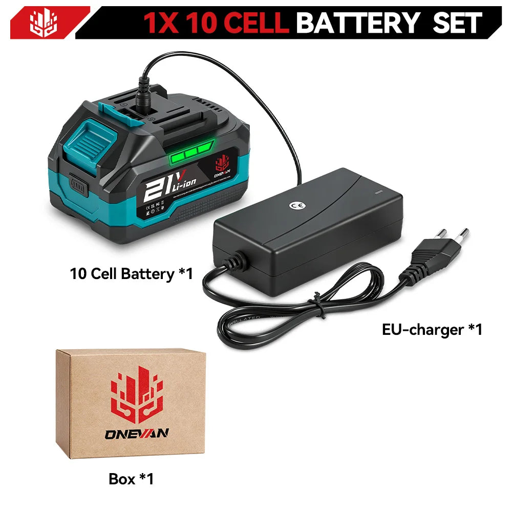 Batterie au lithium ONEVAN 21V, capacité 22500mAh 15000mAh, batterie ionique avec indicateur, outil électrique rechargeable pour batterie Makita 18V