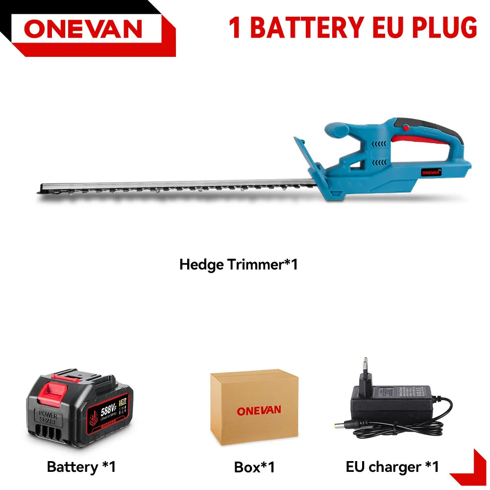 Taille-haie électrique ONEVAN 20 pouces, 3000 W, sans fil, scie d'élagage, tondeuse à gazon, outils de jardinage à batterie lithium-ion
