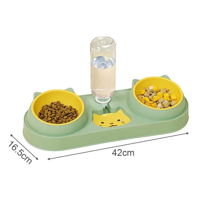 3 in 1 Pet Cat Feeder Pet Double Bowl for Cats Small Dogs Automatic Cat Water Dispenser Raised Kitten Food Bowl Cat Accessories