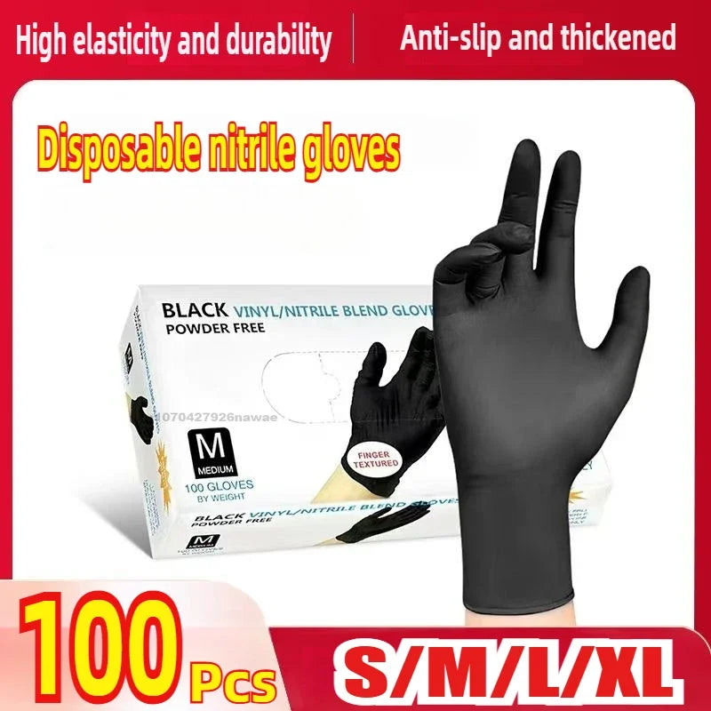 Disposable Rubber Gloves Latex Gloves Black Washing Latex Free PVC Gloves Housework Car Industry Gardening Pet Care Cooking Tool