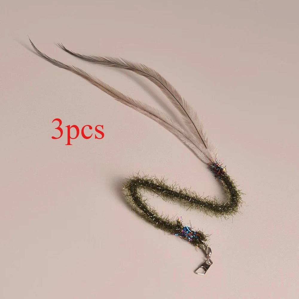 3/5pcs Feather Worm Cat Teaser Stick for Changing Heads Cat Toy Simulated Play Cat Kitten Chew Toys
