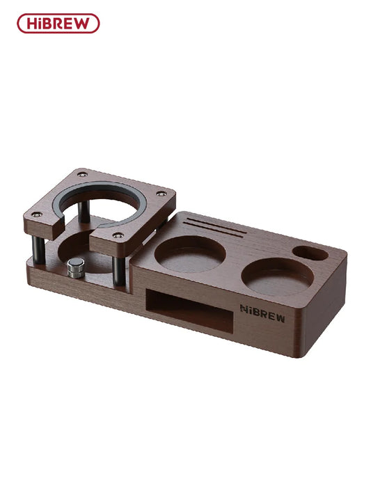 HiBREW Wood Tamping Station Tamper Holder 51/58mm Portafilter Holder Filter Screen Holder Espresso Distributor for H10A H13