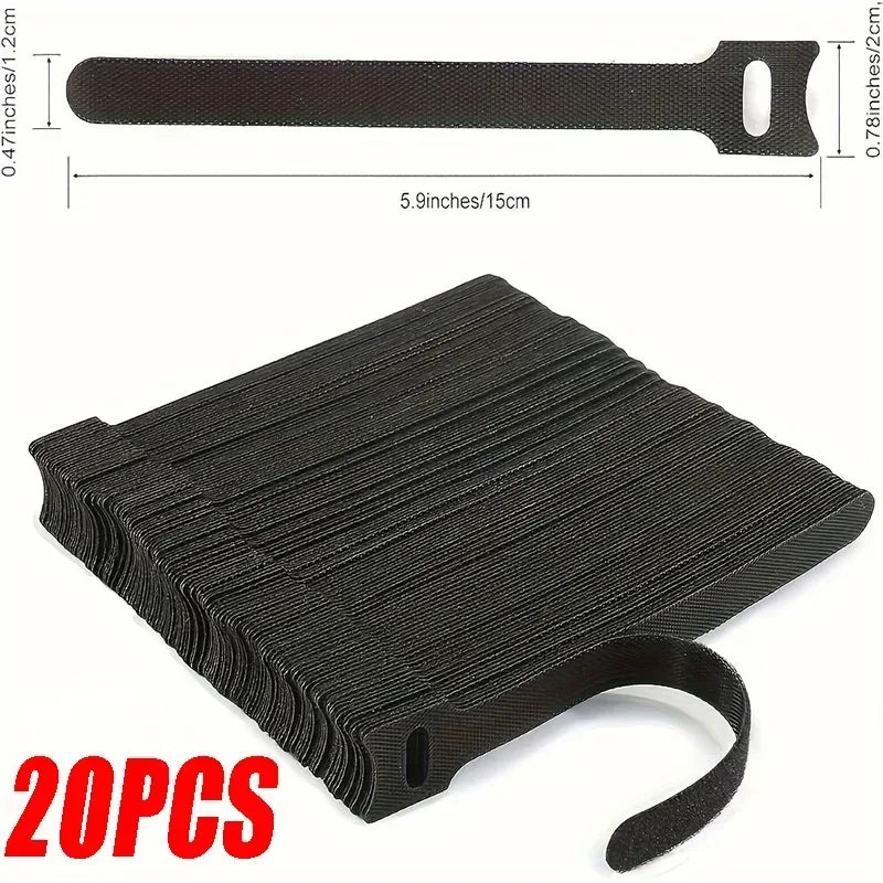 Releasable Cable Ties Cable Strap Wire Arrangement Black Nylon Hook Loop Straps Wrap Zip Bundle Bandage Tie Plastics Fastenin