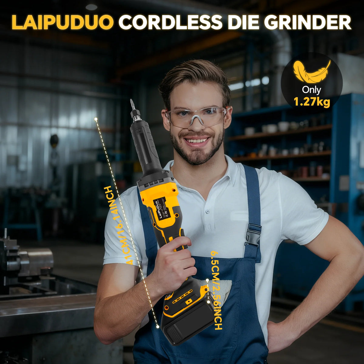 Borstelloze rechte slijpmachine 25000 tpm 4 variabele snelheden voor metaalslijpen, polijsten en ontbramen, geschikt voor DeWalt 20V-accu