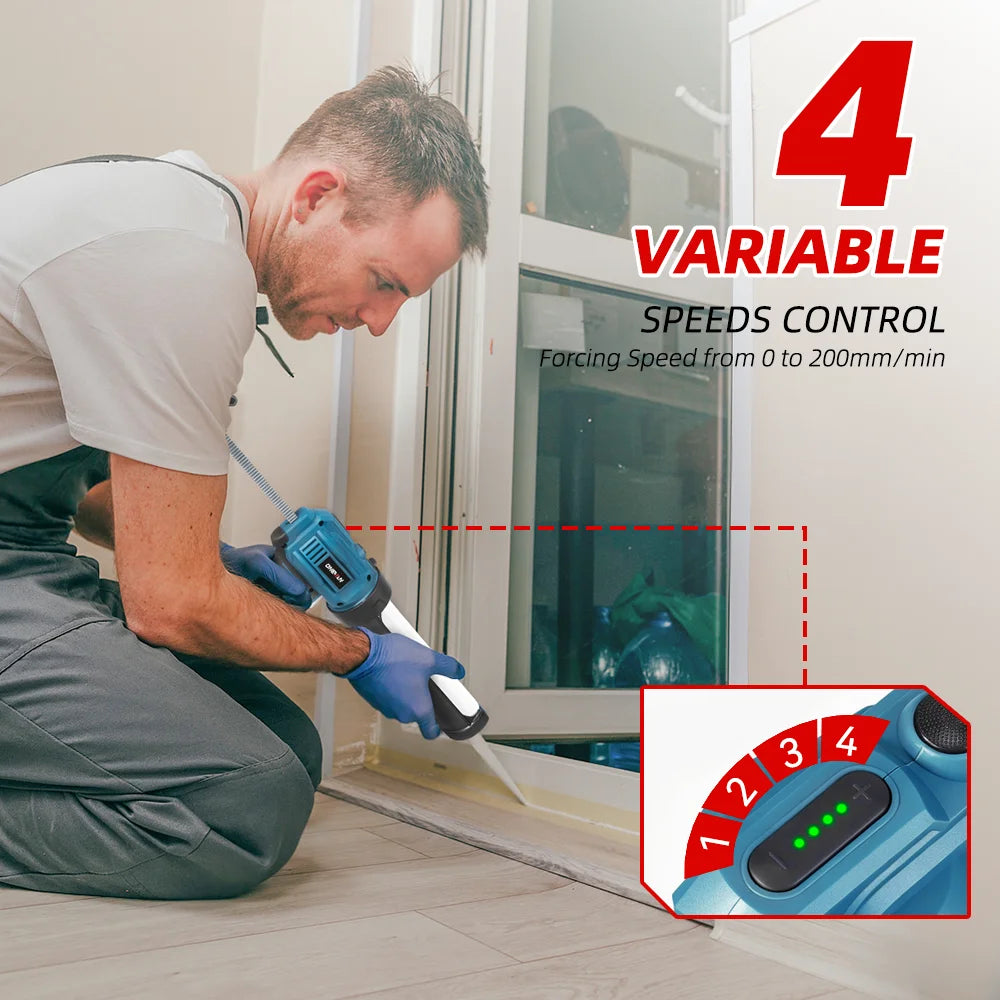ONEVAN 4-snelheden elektrische kitspuit snoerloze lijmpistool glas hard rubber kitpistool elektrisch gereedschap voor Makita 18V accu