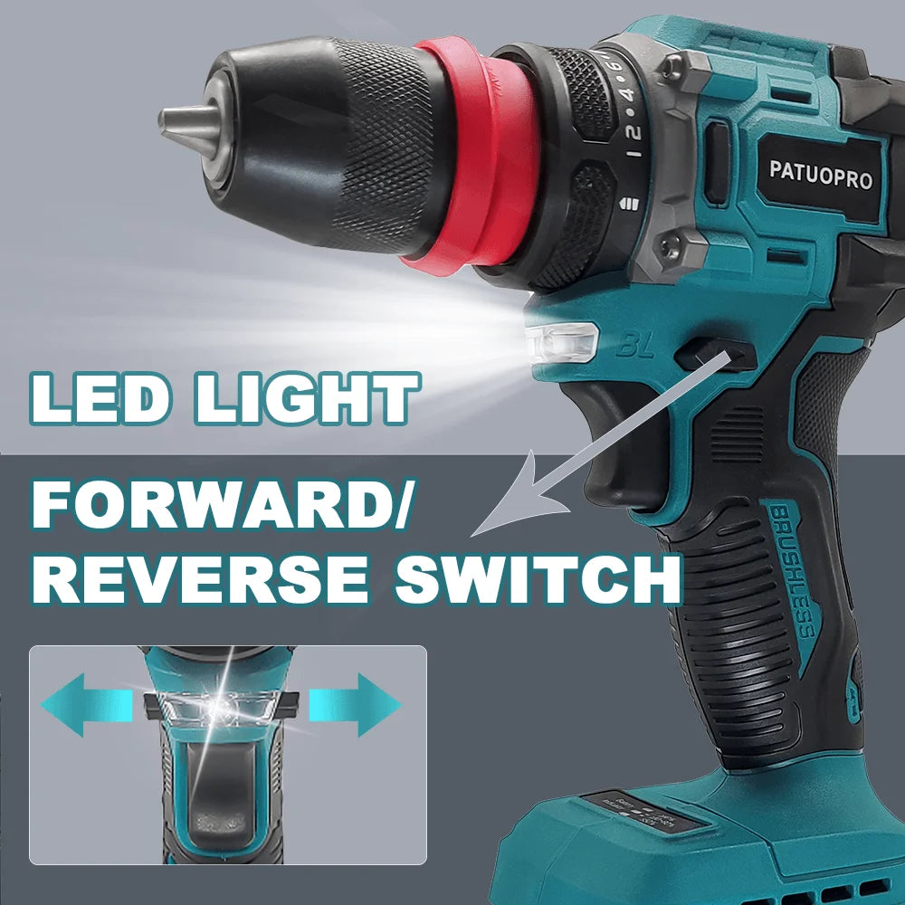 10mm New 2In1 Rechargeable Electric Screwdriver Cordless Drill Lithium Battery Multifunctional Power Tool For Makita 18V Battery