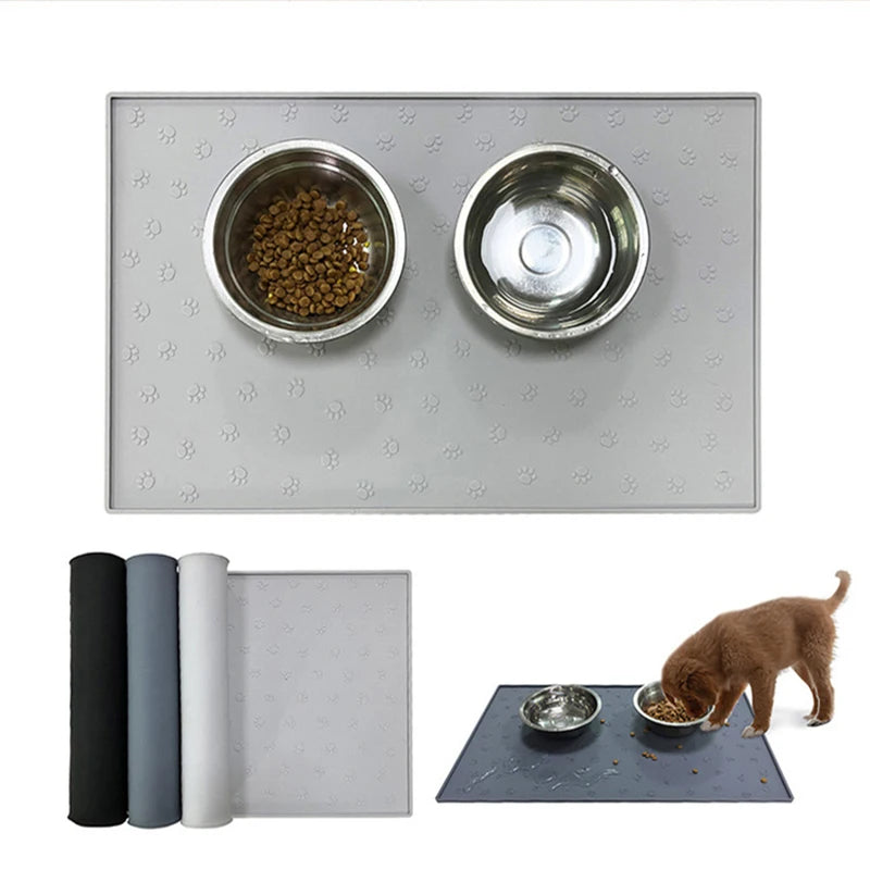 30x48cm Square Pet Feeding Mat Silicone Dog Food Feeding Pad Waterproof Pet Placemat for Cats Dogs Non-Slip Cat Feeding Mat