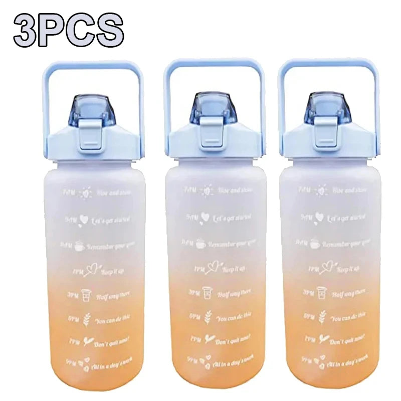 Water Bottle 2 Liter Stay Hydrated Motivated Leakproof Plastic Sport Bottle Reminder Times Sports Outdoor Fitness Office Indoor