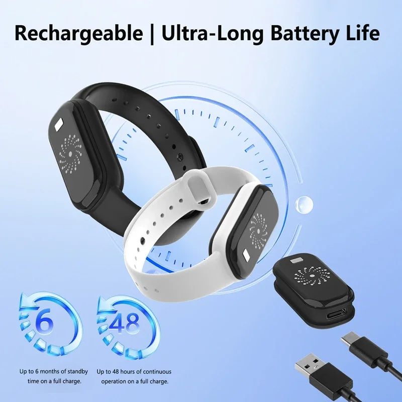 Montre bracelet anti-moustiques à ultrasons 2026, bracelet répulsif rechargeable par USB pour enfants et adultes, intérieur et extérieur, nouveauté