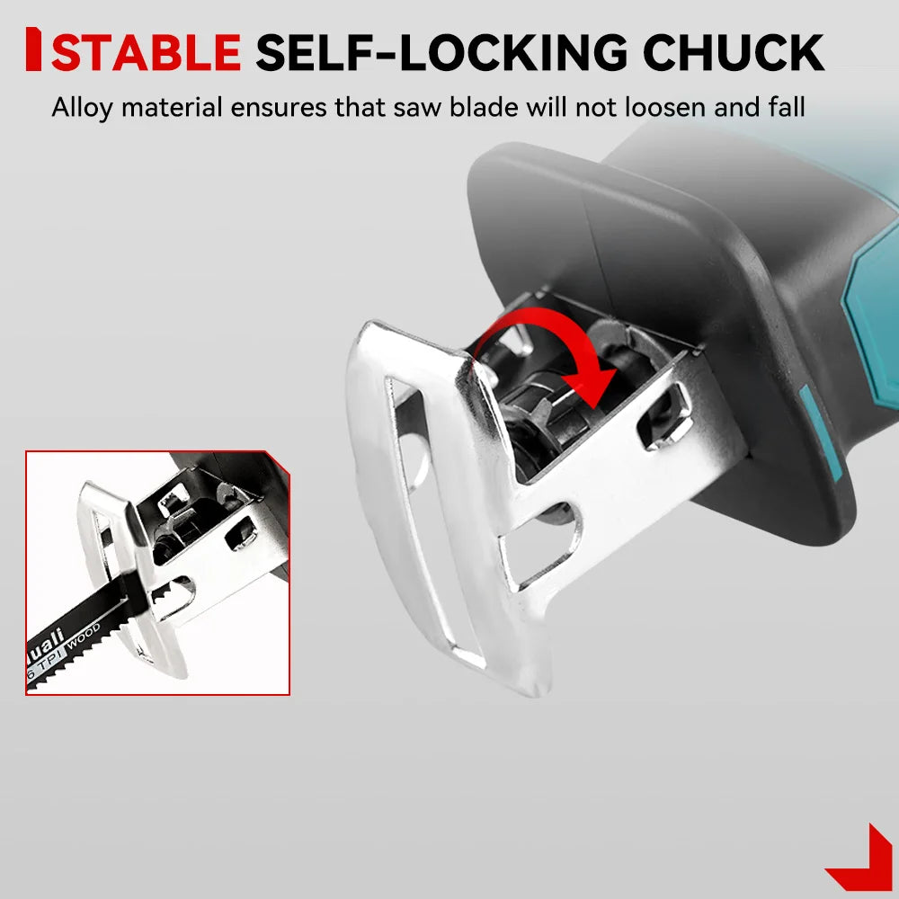 ONEVAN 3600W Borstelloze Elektrische Reciprozaag Accukettingzaag Variabele Metaal Hout Snijgereedschap voor Makita 18V Accu Pin