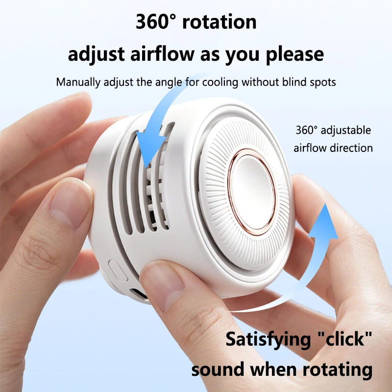 Leaveless 360° Adjustable Neck Fan – Portable, USB Charging, Silent for Students & Lazy Days