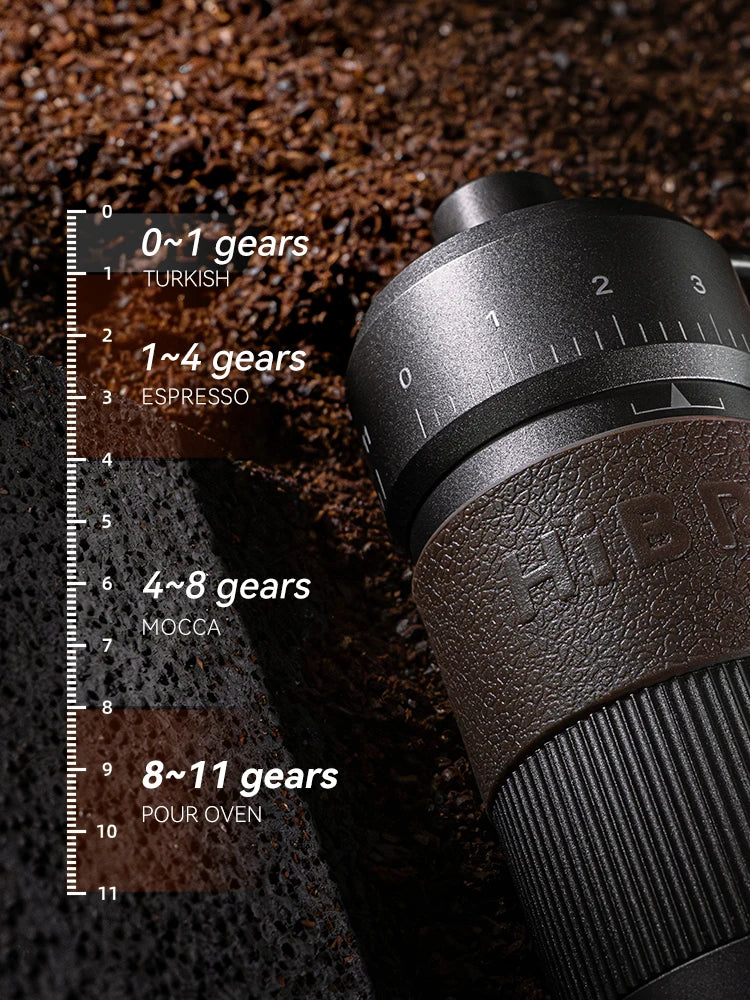 HiBREW Moulin à Café Manuel en Aluminium avec Meule Conique, Capacité 22g, Moulin à Café Manuel avec 11 Niveaux de Réglage pour Cafetière à Filtre