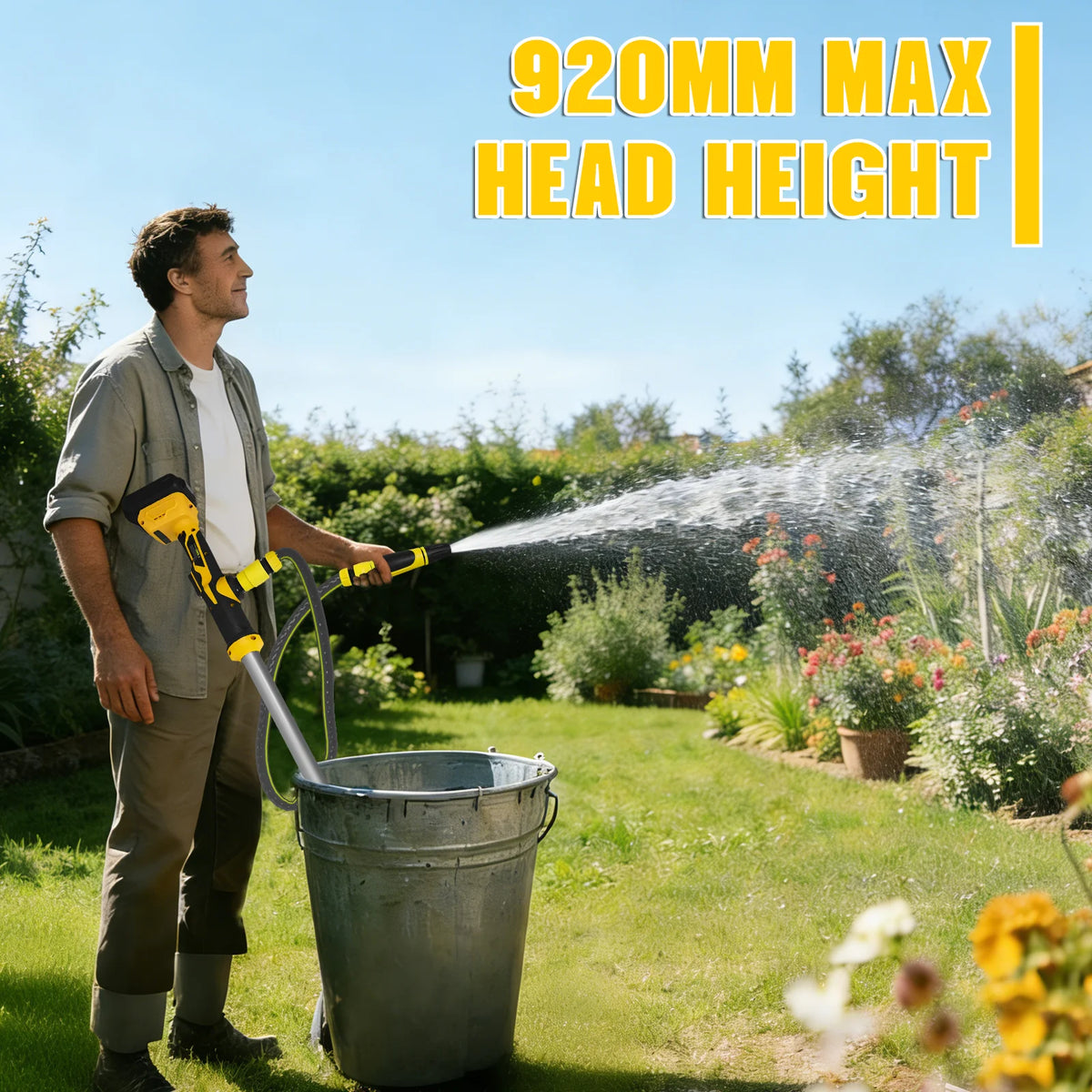 Draadloze wateroverdrachtpomp 40 l/min, draagbare elektrische waterpomp voor zwembad, tuin en vijver, geschikt voor DeWalt 20V-accu