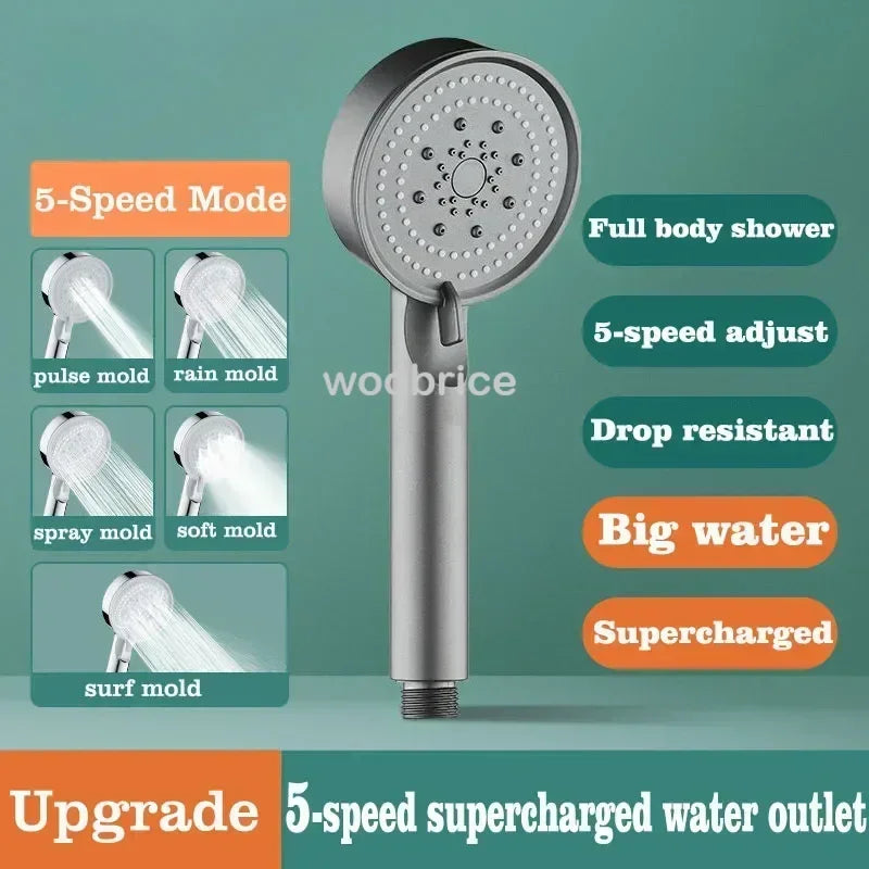 5 Modes Shower Head High Pressure Shower Head Water Saving  Adjustable High Pressure Shower Head Bathroom Accessories