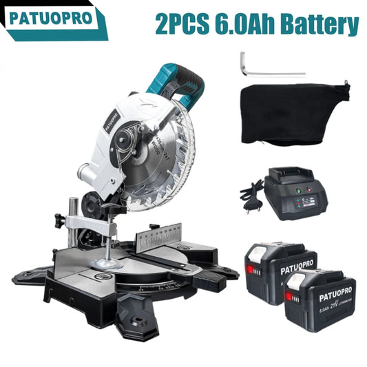 PATUOPRO 8 Inch Brushless Miter Saw Single Bevel 45° Compact Electric Saw Wood Aluminum Cutter Power Tool For Makita 18V Battery