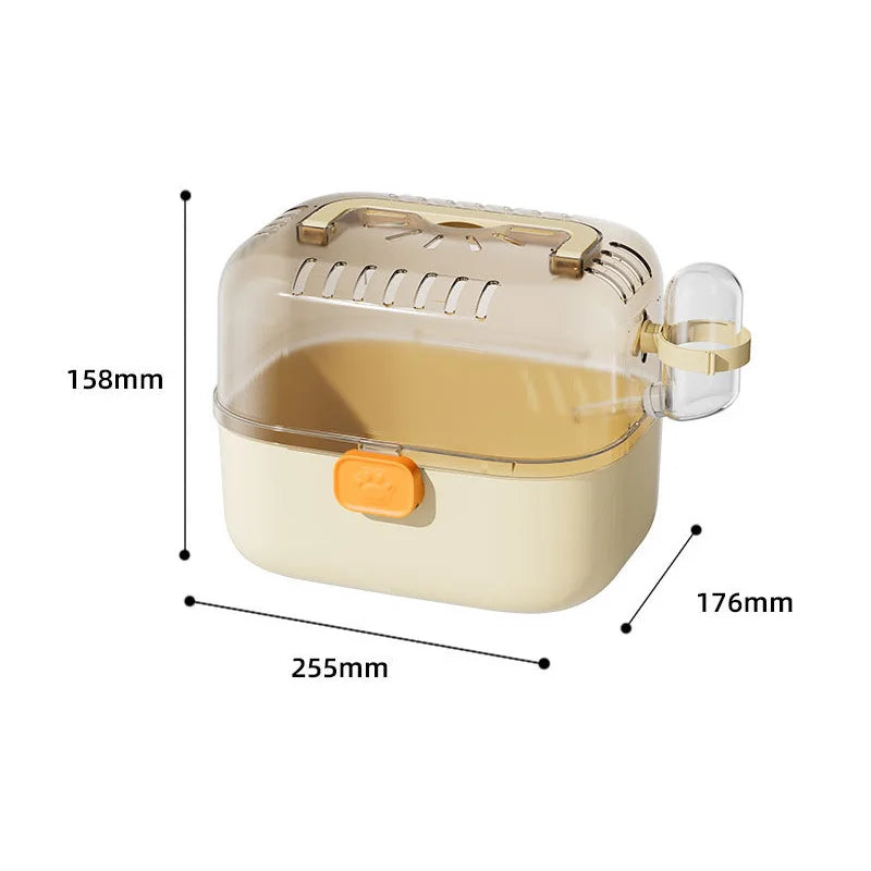 Portable Hamster Carrier Cage Small Animal Travel Cage with Water Bottle Outdoor Pet Carrying Box for Hamster Guinea Pig Rat