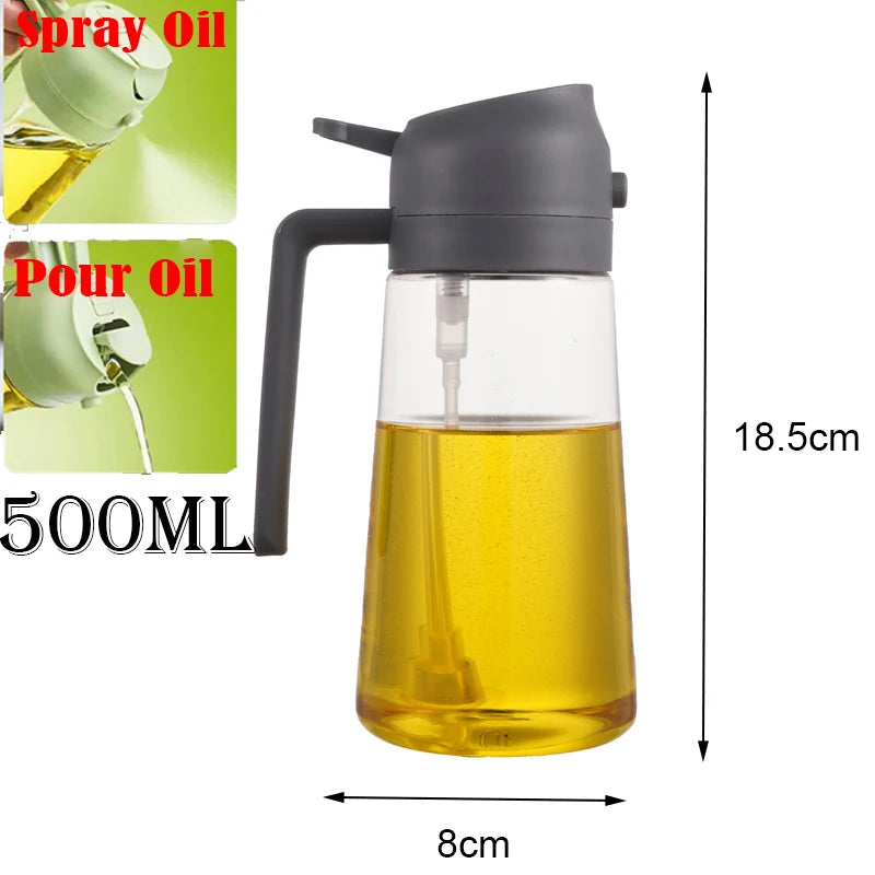 Oil Sprayer for Cooking Oil Spray Bottle 2-in-1 Olive Oil Dispenser Sprayer Kitchen Items and Accessories Camping Tool Spice Jar