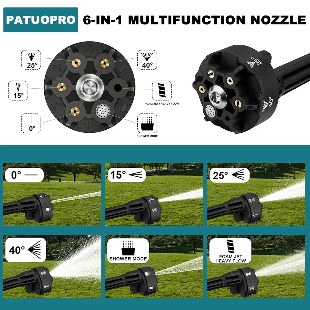 Cordless Electric High Pressure Washer Handheld 6IN1 Spray Nozzle Car Wash Water Gun Garden Spray Gun For Makita 18V Battery