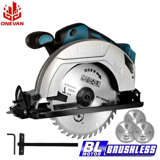 ONEVAN 7Inch Brushless Electric Circular Saw For Wood Cordless Circular Saw Woodworking Power Tools For Makita 18V Battery Pin