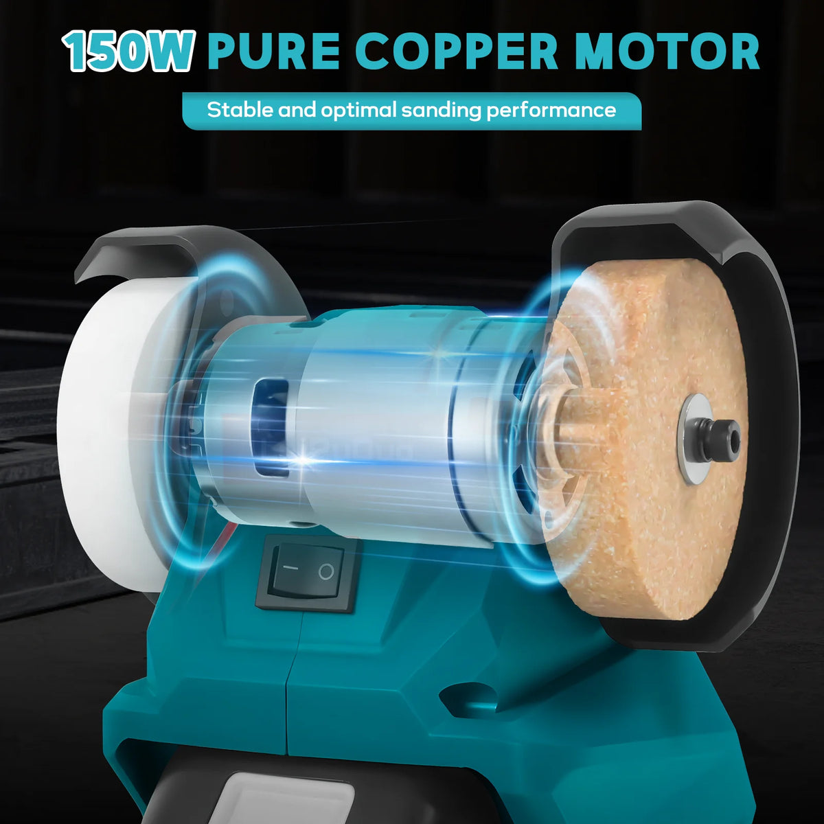 Cordless Bench Grinder 5500RPM Dual Wheel Grinder Metal Stone Knife Polishing Grinding Sharpening Tool for Makita 18V Battery