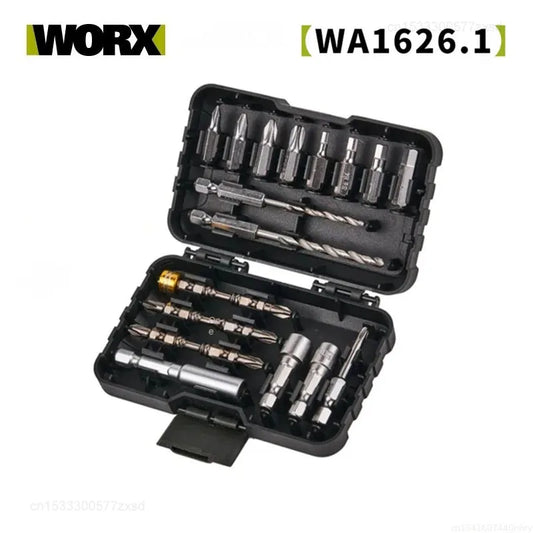 Originele Worx WA1626.1 borenset met kruiskop, zeskant, Torx, verlengstuk, dopsleutel, gatenzaag, bitjes en accessoires voor elektrisch gereedschap