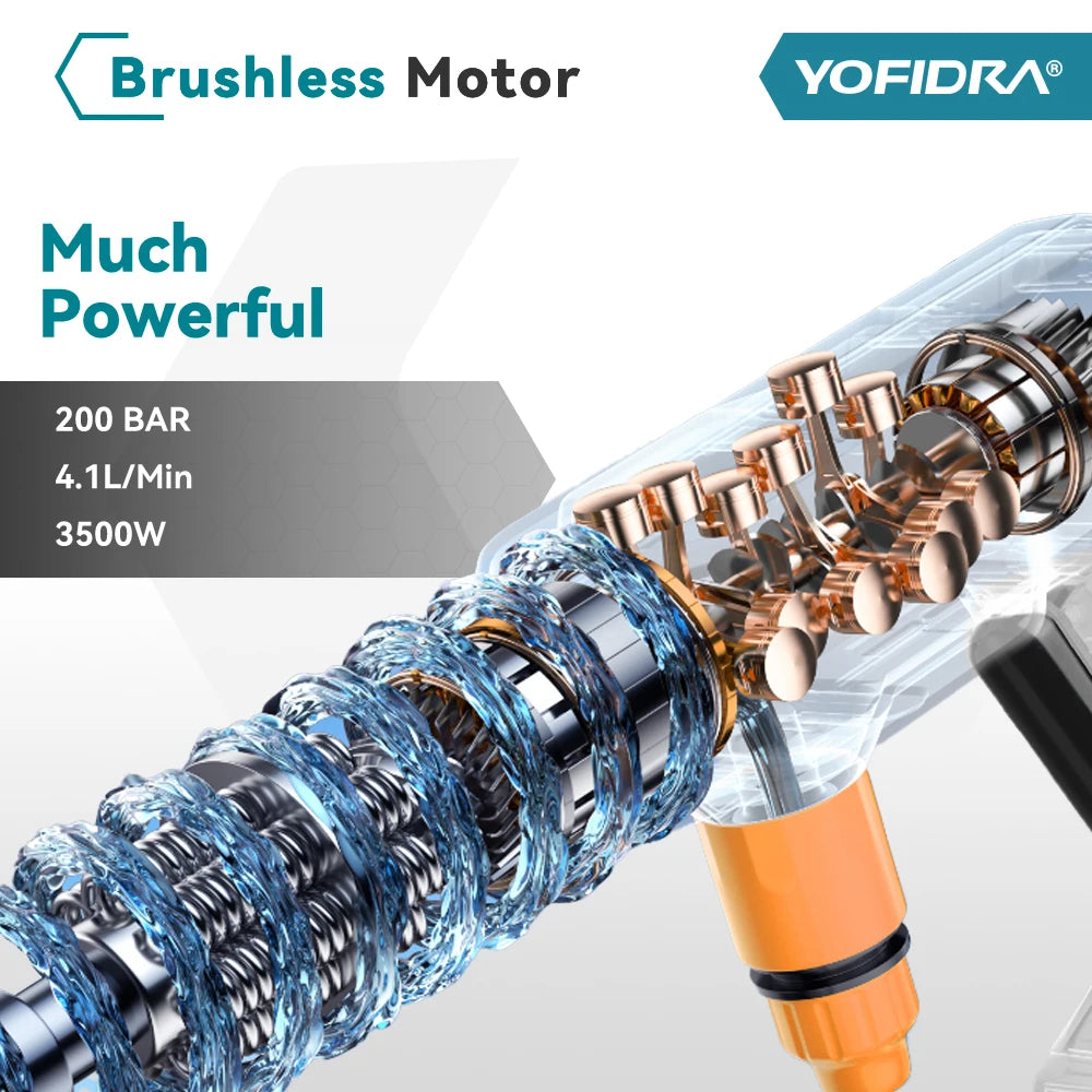 Pistolet nettoyeur haute pression sans balais 6 en 1 YOFIDRA 3500W, nettoyeur à eau à vitesse réglable, ensemble d'outils électriques pour batterie Makita