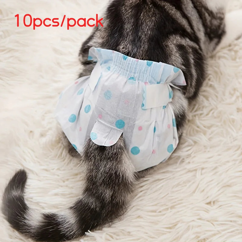 10PCs/Pack Female Dog Diapers Disposable Pet Diapers for Cats Female Dog  Breathable Absorbent Menstrual Trousers Dog Accessory