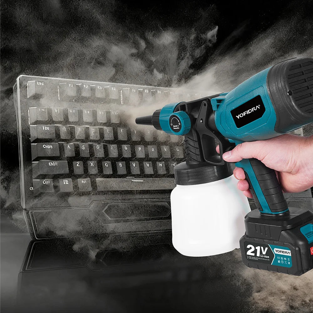 YOFIDRA 1000ML Elektrisch spuitpistool 66000RPM Snoerloze verfspuit Auto staalcoating airbrush elektrisch gereedschap voor Makita-accu