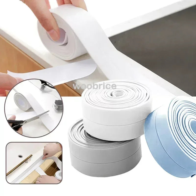 Bathroom Shower Sealing Tape PVC Bath Toilet Caulk Tape Self Adhesive Waterproof Mildew Proof Tapes For Kitchen Sink Wall Corner