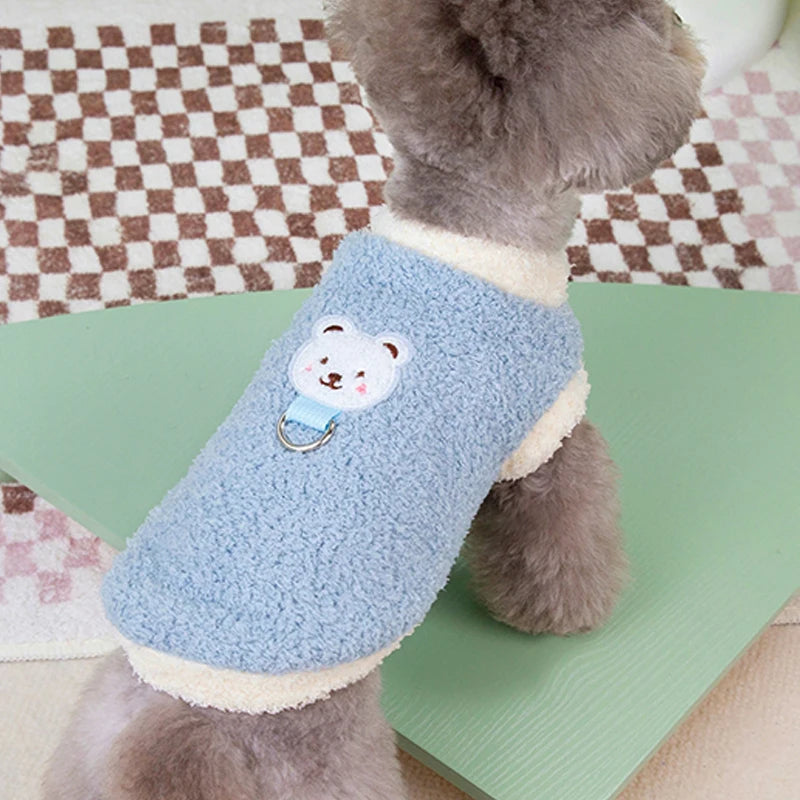 Winter Warm Dog Clothes with D-ring Plush Dog Coat for Small Medium Dogs Soft Puppy Clothes Chihuahua Yorkie Clothing Pet Supply