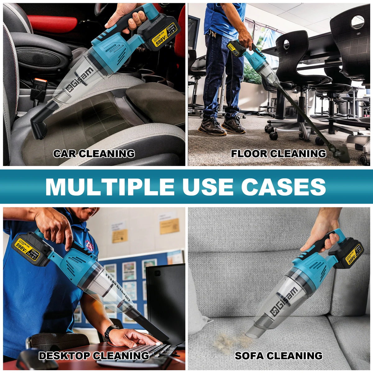 Gisam Elektrische Stofzuiger 12Kpa Draadloze Multifunctionele Reiniger Handstofzuiger voor Sneeuw en Stof, geschikt voor Makita 18V Accu