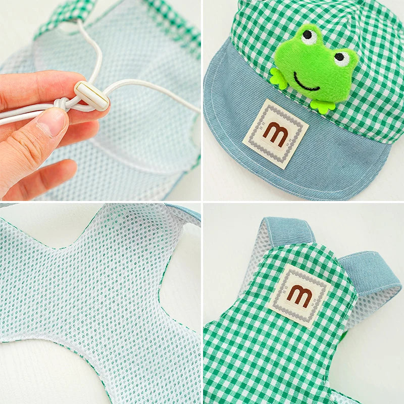 3 PCs/Set Dog Harness Adjustable Puppy Leash with Hat Cute Dog Chest Strap Leash Teddy Yorkshire Lead Leash Pet Supplies