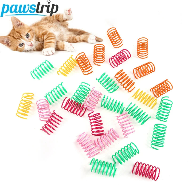 50PCs Interactive Cat Toy Cat Spring Toys for Cats Kitten Cat Funny Toys Colorful Coil Spiral Springs Cat Accessories