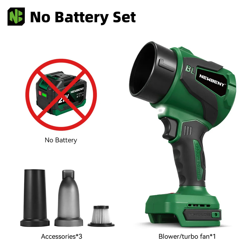 NEWBENY 2IN1 650M/S Brushless Electric Turbo Blower Jet Fan 3000W Cordless Snow Dust Blowing Cleaner Tool For Makita Battery Pin