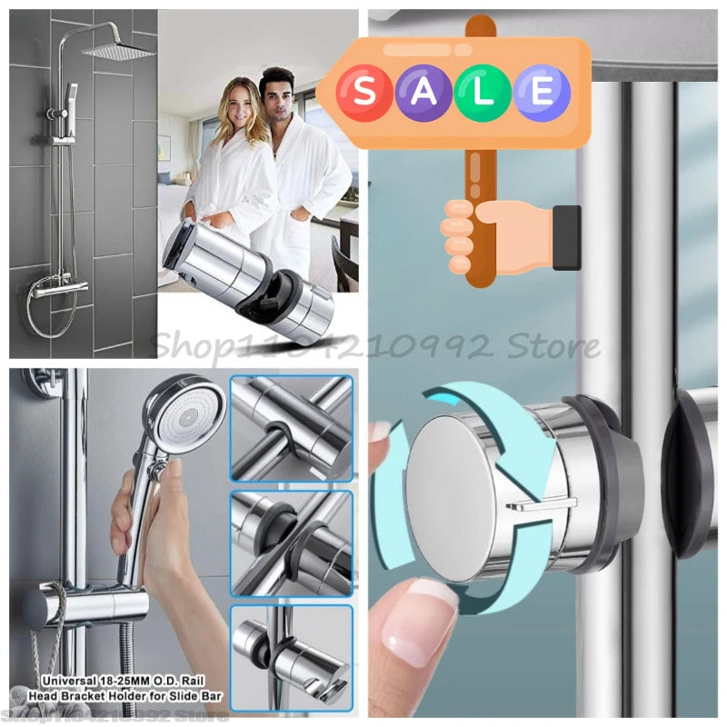Universal Shower Head Holder Adjustable 18~25mm ABS Chrome Shower Rail Holder Bathroom Accessories Shower Mounting Brackets