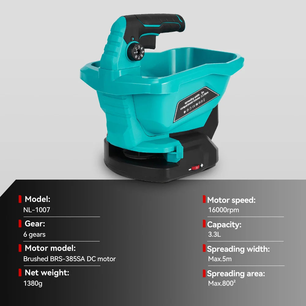 ONEVAN 6 Gears Electric Fertilizer Spreader Cordless Spreader 140° Adjustment Garden Power Tools For Makita 18V Battery Pin