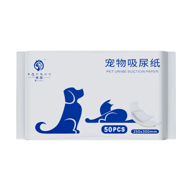 50PCs/Pack Disposable Dog Urine Absorbent Paper Thickened Absorbent Dog Diaper Non-woven Fabrics Pet Pee Paper Pet Supplies