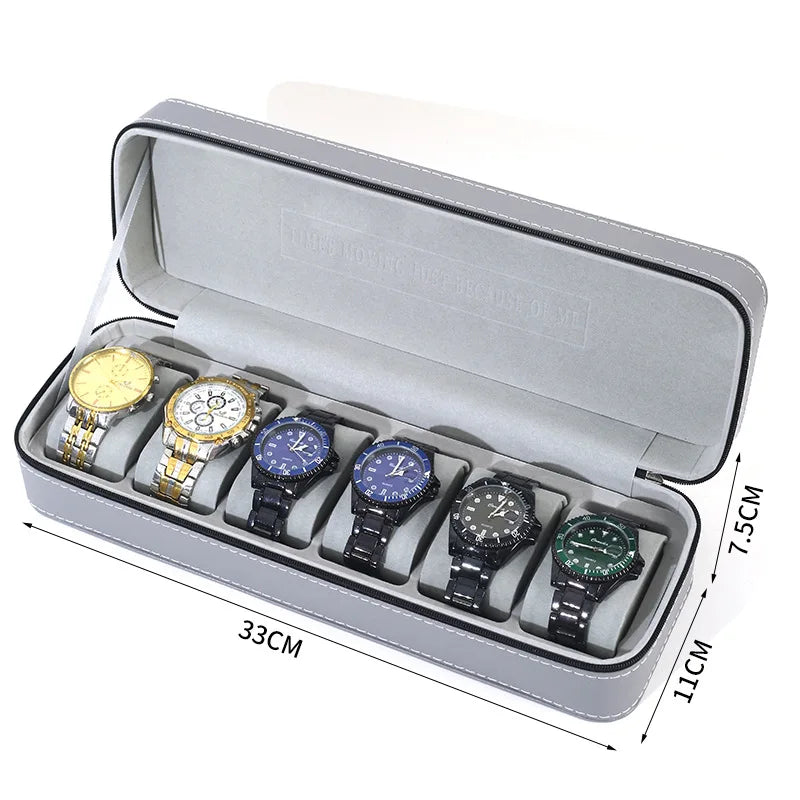 12/10/6 Slot Watch Organizer Box, Zippered Travel Case Luxury PU Leather Watch Storage Box,  Watch Collection Display Holder