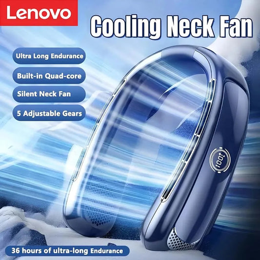 Lenovo 15000mAh Portable Neck Fan Smart Digital Display USB Rechargeable Outdoors Bladeless Silent Cooling Neck Fan for Summer