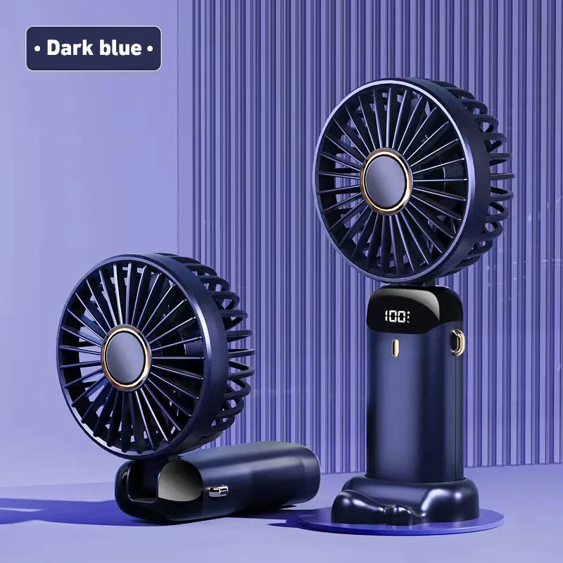 Ventilateur portatif pliable Lenovo, ventilateur tour de cou, 5 vitesses, rechargeable par USB, avec support de téléphone et écran d'affichage, 1800 mAh