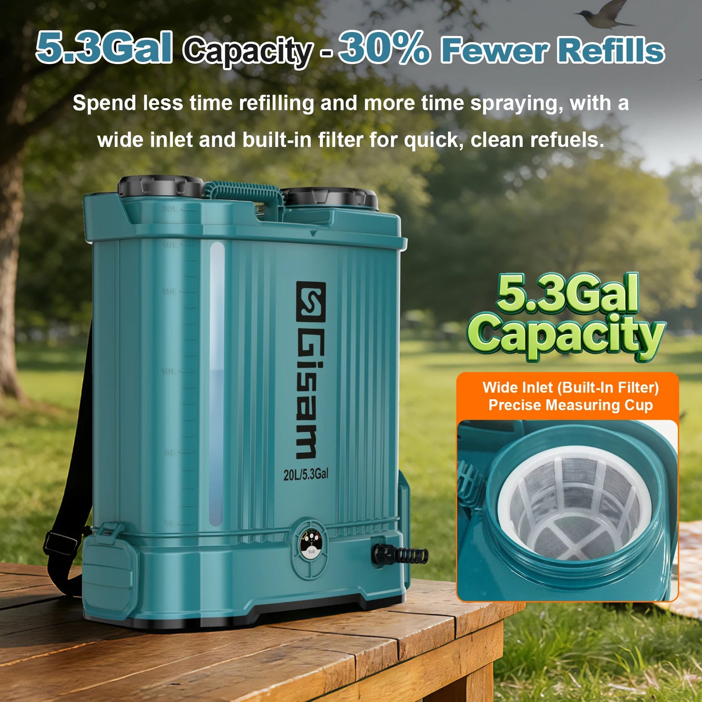 Gisam Electric Lithium Sprayer 100PIS 20L High Capacity Yard Lawn Spraying Irrigation Power Tools For Makita 18V Battery Pin